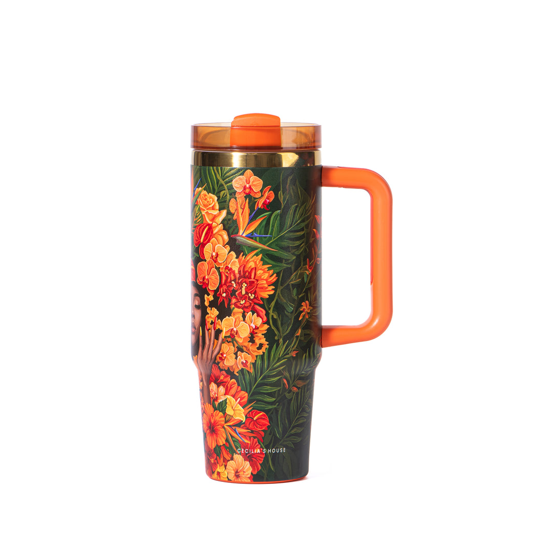 Marigold Muse "Royalty Blossomed" FlowSip™ Insulated Tumbler – 30oz – It's a Beautiful Day to Be a Black Woman
