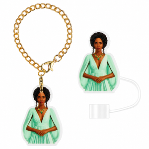 "Mint Majesty" Straw Topper & Charm Set