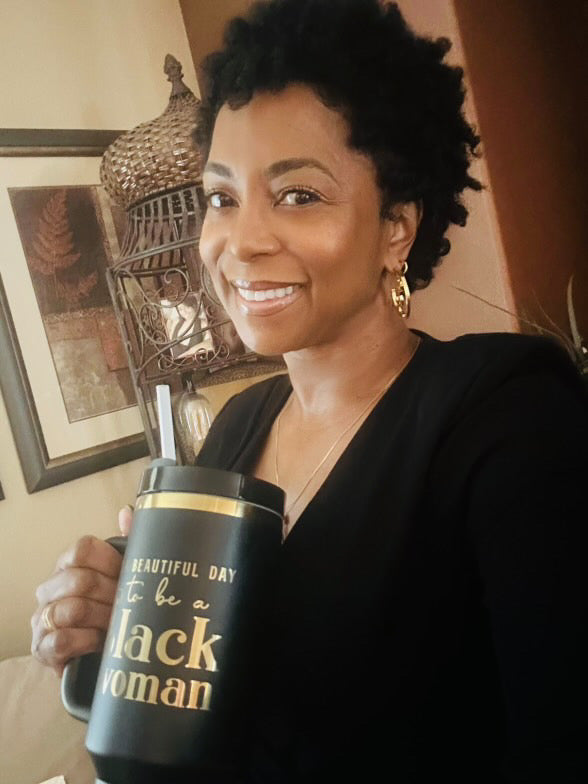 "Miss Black and Gold" 40oz Insulated Tumbler