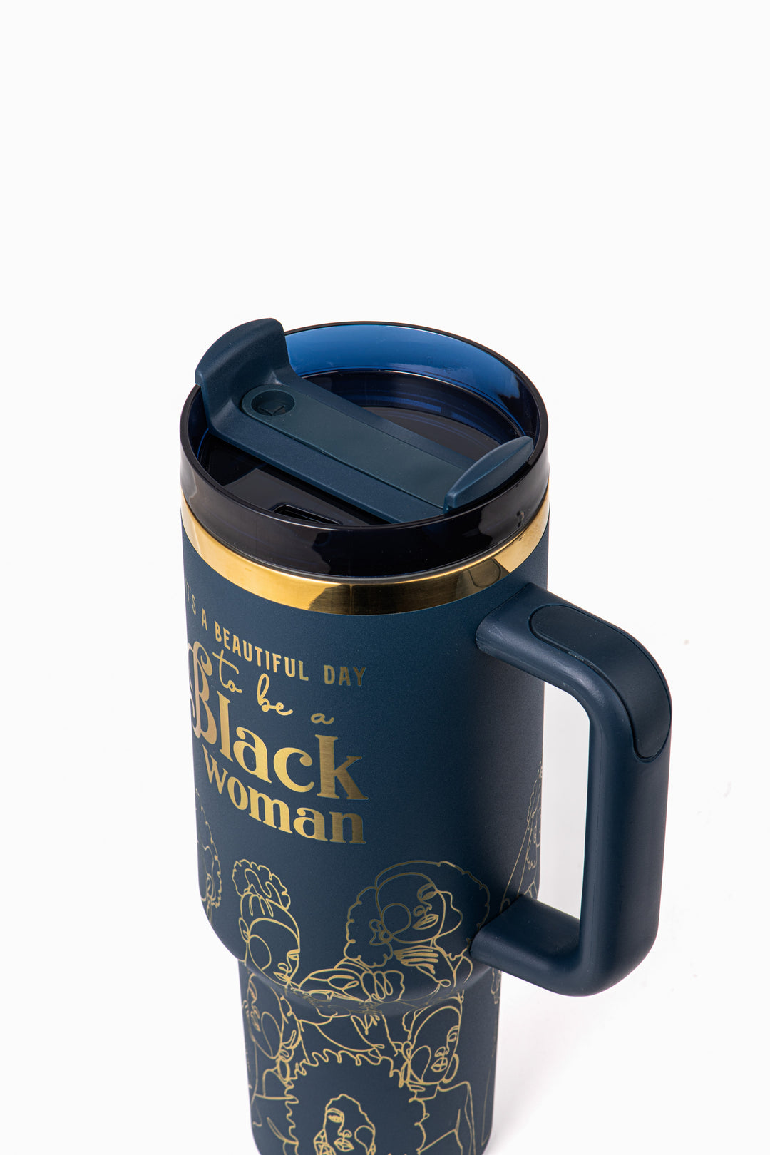 "Navy Noir" 40oz Insulated Tumbler – "It’s a Beautiful Day to be a Black Woman"