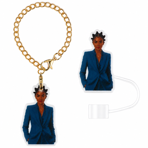"Navy Noir" Straw Topper & Charm Set