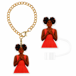 "Orange Oasis" Straw Topper & Charm Set