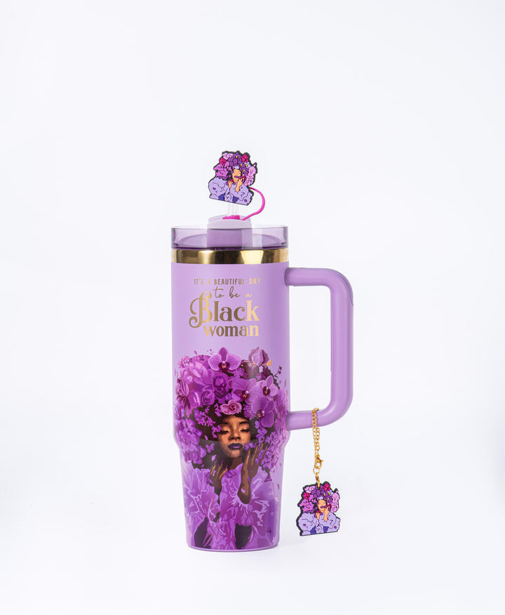 Orchid Purple "Royalty Blossomed" FlowSip™ Insulated Tumbler – It's a Beautiful Day to Be a Black Woman