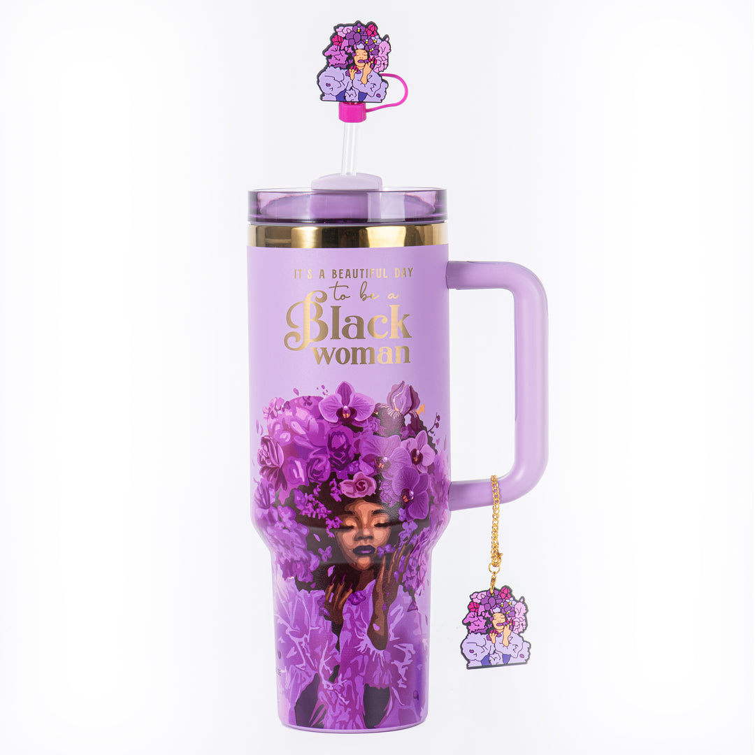 Orchid Purple "Royalty Blossomed" FlowSip™ Insulated Tumbler – It's a Beautiful Day to Be a Black Woman