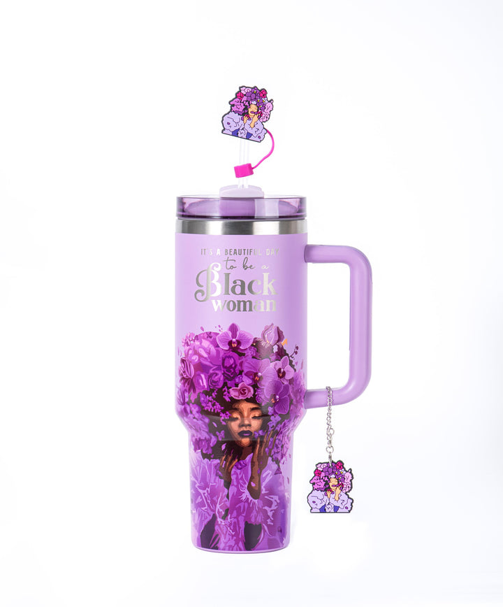 Orchid Purple "Royalty Blossomed" FlowSip™ Insulated Tumbler – It's a Beautiful Day to Be a Black Woman