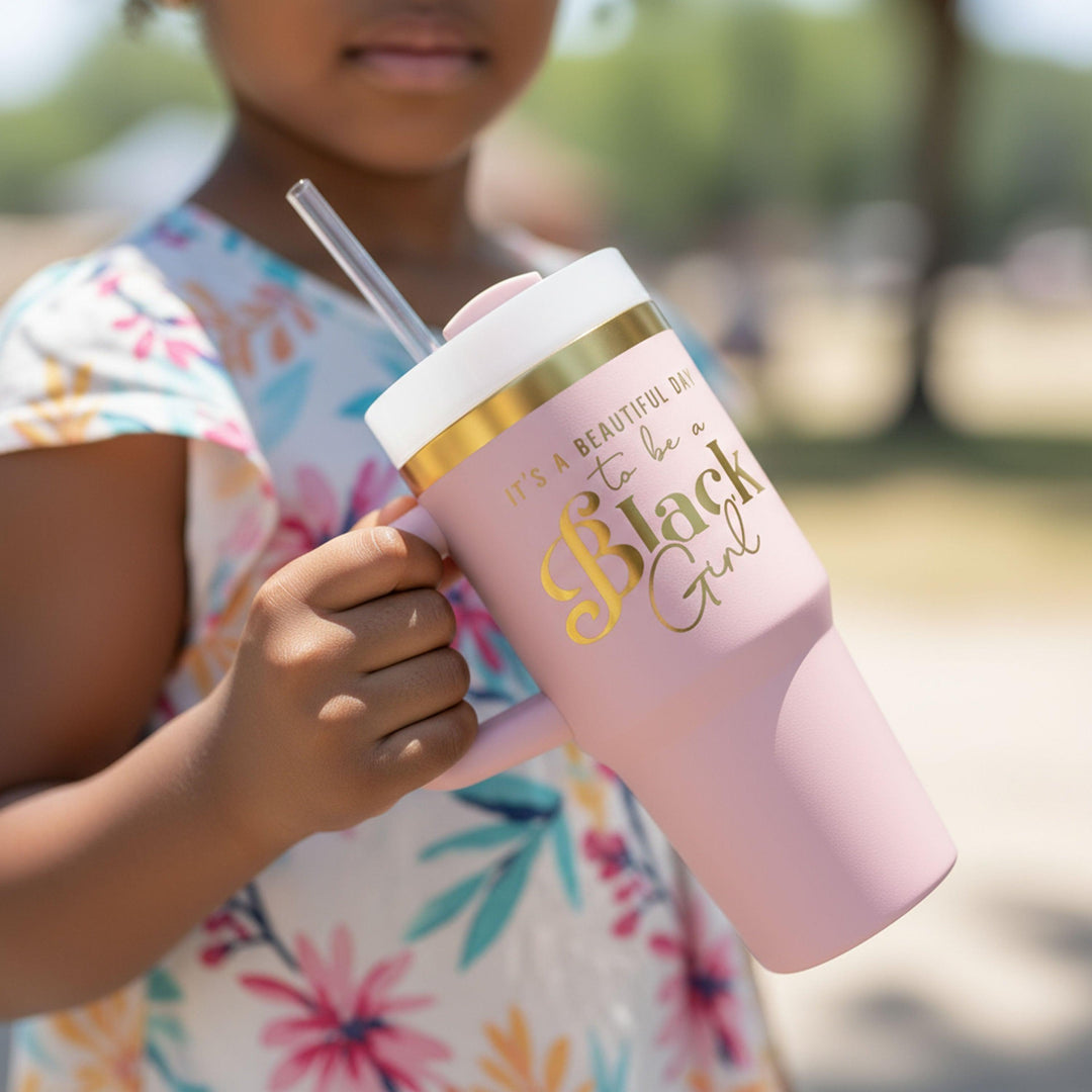 "Pinky Promise" 14oz Insulated Tumbler - "It's a Beautiful Day to be a Black Girl"