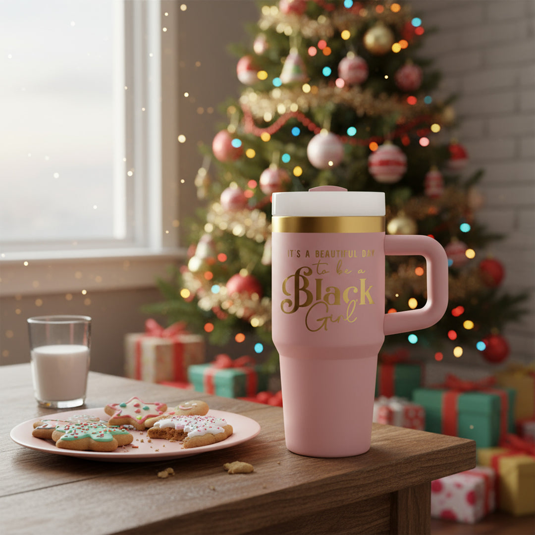 "Pinky Promise" 14oz Insulated Tumbler - "It's a Beautiful Day to be a Black Girl" | PRE-ORDER SHIPS BY 12/12/25