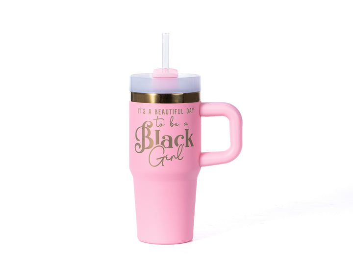 "Pinky Promise" 14oz Insulated Tumbler - "It's a Beautiful Day to be a Black Girl" | PRE-ORDER SHIPS BY 12/12/25