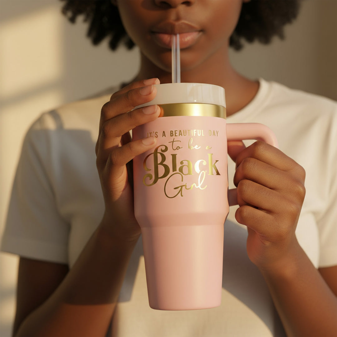 "Pinky Promise" 20oz Insulated Tumbler - "It's a Beautiful Day to be a Black Girl"