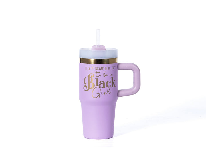 "Playful Purple" 14oz Insulated Tumbler - "It's a Beautiful Day to be a Black Girl" | PRE-ORDER SHIPS BY 12/12/25