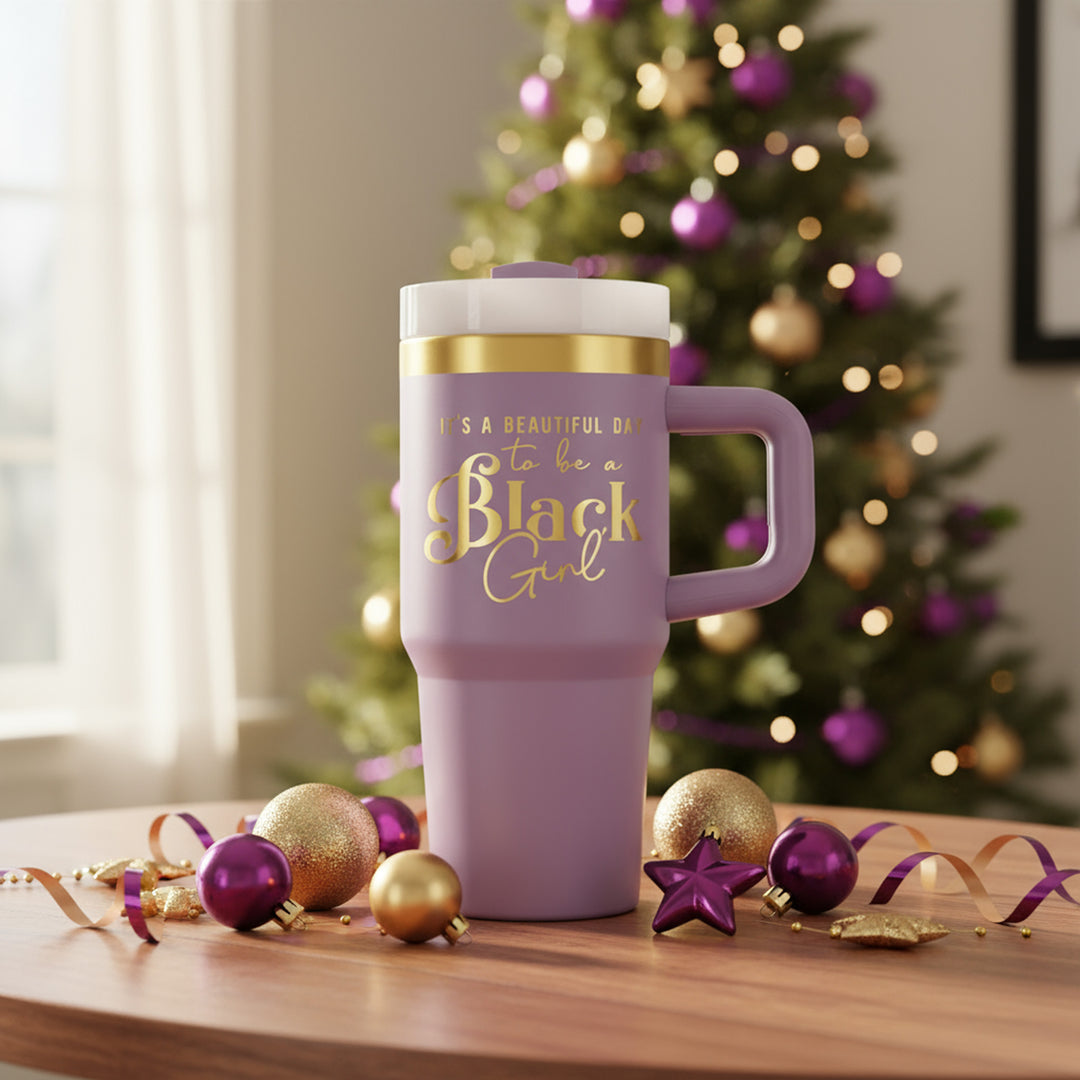 "Playful Purple" 20oz Insulated Tumbler - "It's a Beautiful Day to be a Black Girl" | PRE-ORDER SHIPS BY 12/12/25