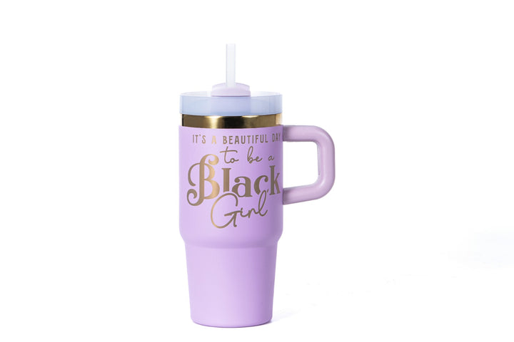"Playful Purple" 20oz Insulated Tumbler - "It's a Beautiful Day to be a Black Girl" | PRE-ORDER SHIPS BY 12/12/25