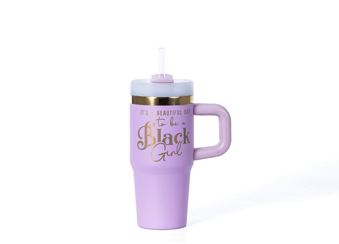 Playful Purple FlowSip™ Mini Insulated Tumbler – 14oz – It's a Beautiful Day to Be a Black Girl