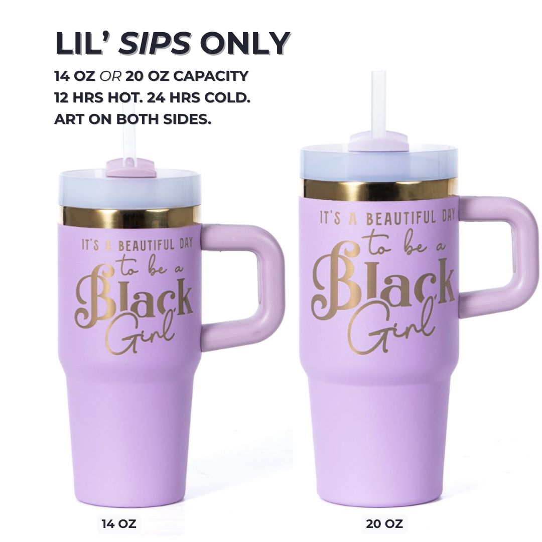 Playful Purple FlowSip™ Mini Insulated Tumbler – It's a Beautiful Day to Be a Black Girl | PRE-ORDER SHIPS 9/28/26 - 10/12/26
