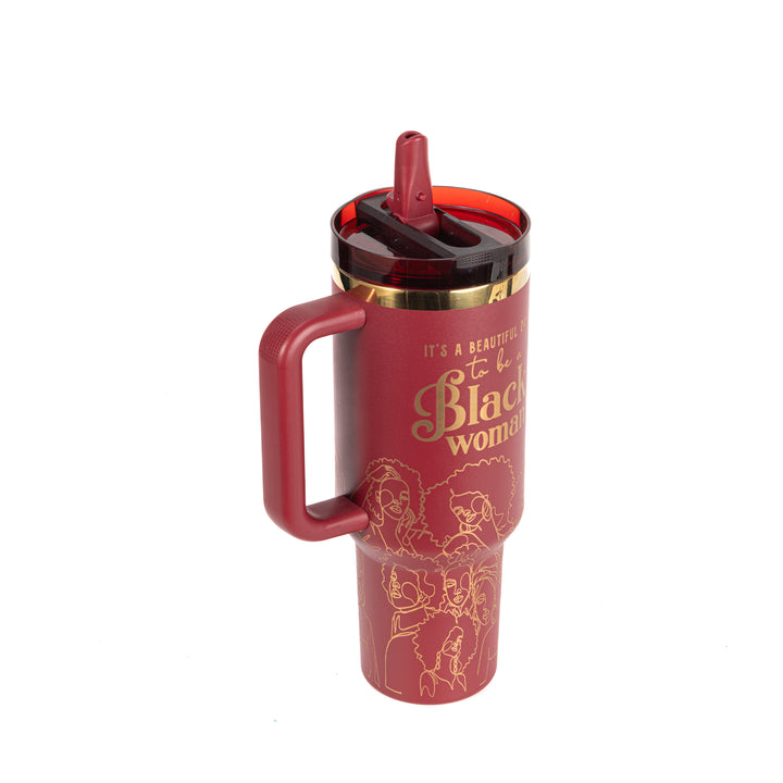 "Pomegranate Allure" HydraLock™ Leakproof Tumbler – 40oz – It's a Beautiful Day to Be a Black Woman | PRE-ORDER SHIPS 9/28/26 - 10/12/26