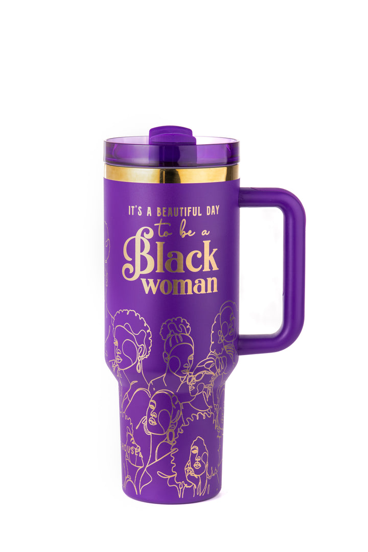 “Purple Reign” 40oz Insulated Tumbler – "It’s a Beautiful Day to be a Black Woman" | PRE-ORDER SHIPS BY 12/12/25
