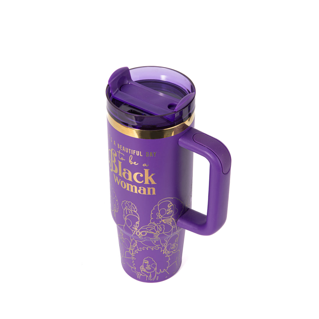 "Purple Reign" FlowSip™ Insulated Tumbler – It's a Beautiful Day to Be a Black Woman