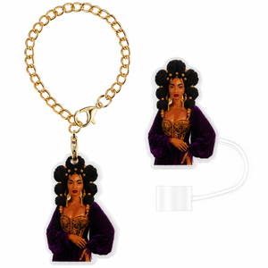 "Purple Reign" Straw Topper & Charm Set