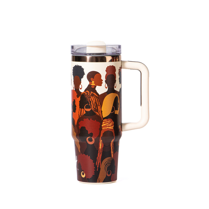 "Rooted Radiance" FlowSip™ Insulated Tumbler – 30oz – It's a Beautiful Day to Be a Black Woman