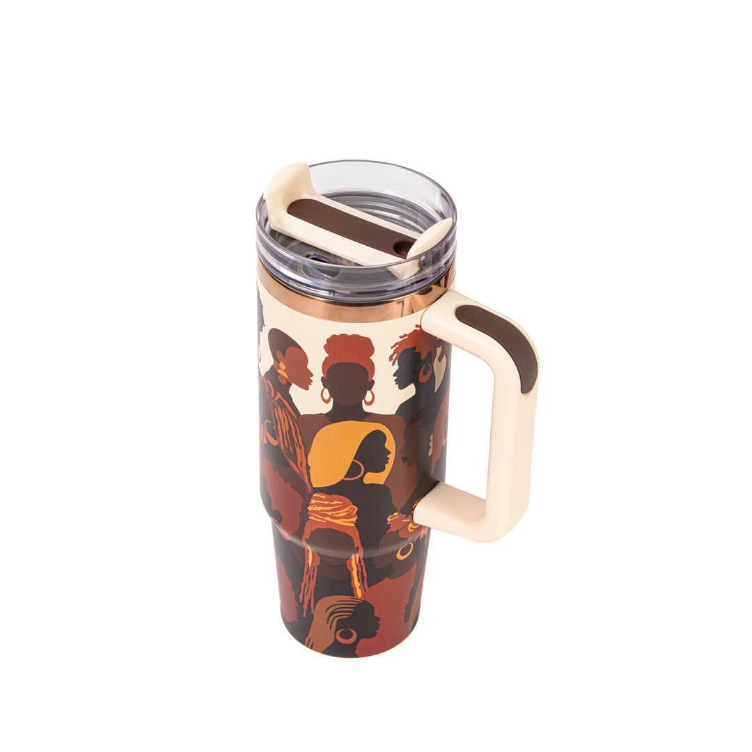 "Rooted Radiance" FlowSip™ Insulated Tumbler – 30oz – It's a Beautiful Day to Be a Black Woman