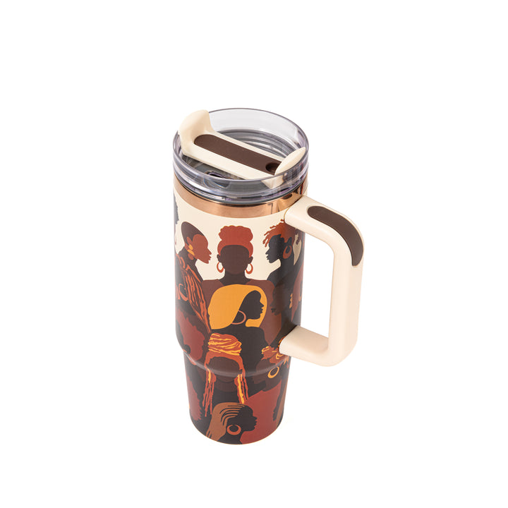"Rooted Radiance" FlowSip™ Insulated Tumbler – 30oz – It's a Beautiful Day to Be a Black Woman