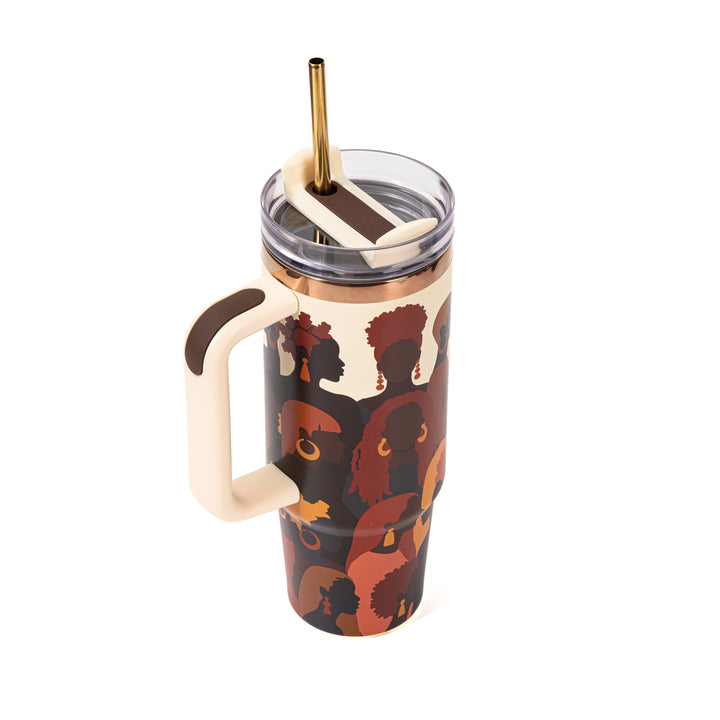 "Rooted Radiance" FlowSip™ Insulated Tumbler – 30oz – It's a Beautiful Day to Be a Black Woman