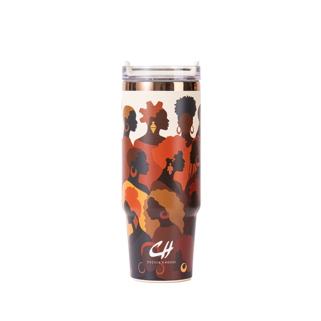 "Rooted Radiance" FlowSip™ Insulated Tumbler – 30oz – It's a Beautiful Day to Be a Black Woman