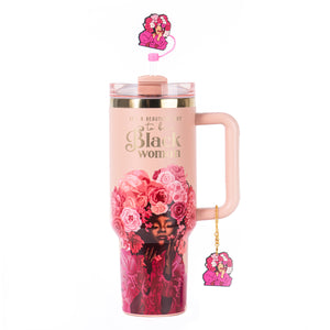 Rose Pink "Royalty Blossomed" FlowSip™ Insulated Tumbler