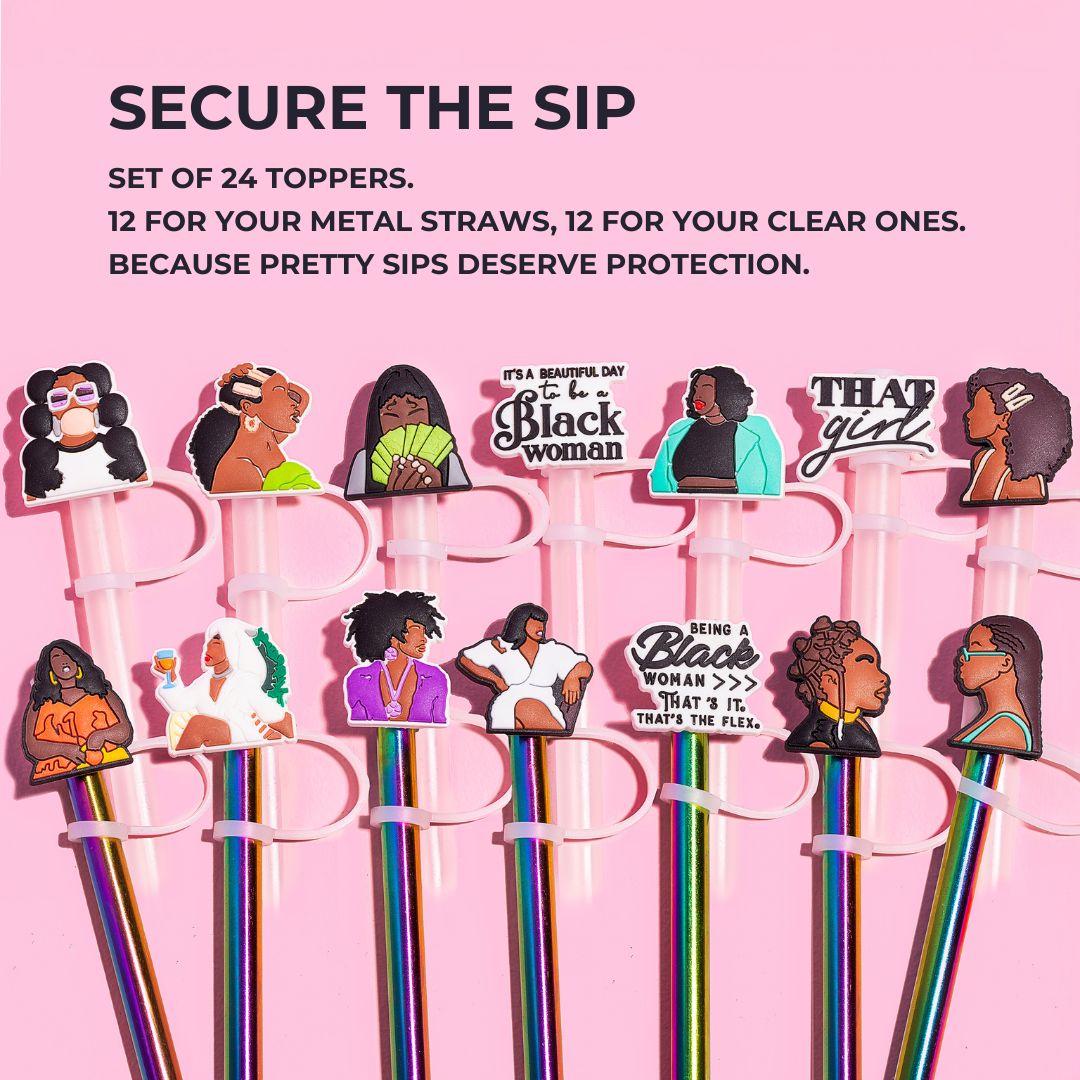 "Sippin' Pretty" - Straw Topper Set of 24