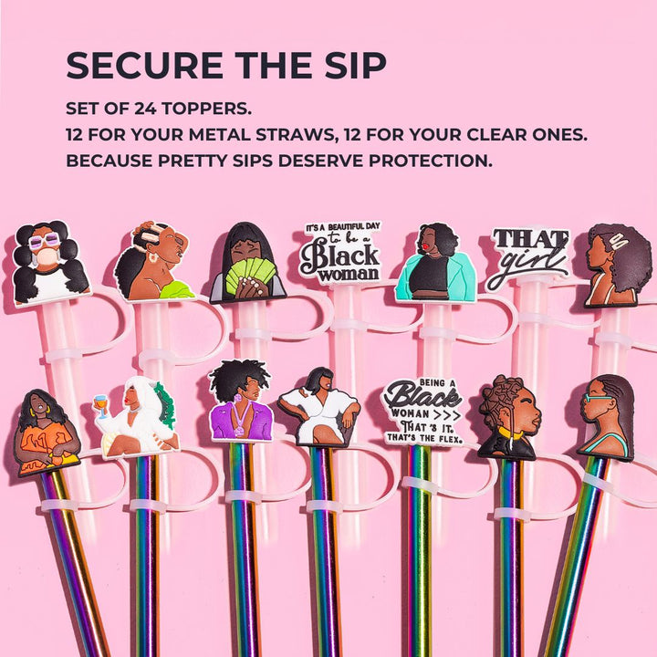 "Sippin' Pretty" - Straw Topper Set of 24 | PRE-ORDER SHIPS BY 12/12/25