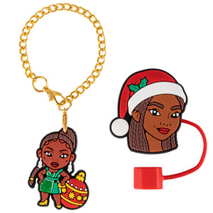 "Sleigh, Sis!" Holiday 2026 Straw Topper & Charm 2-Piece Set