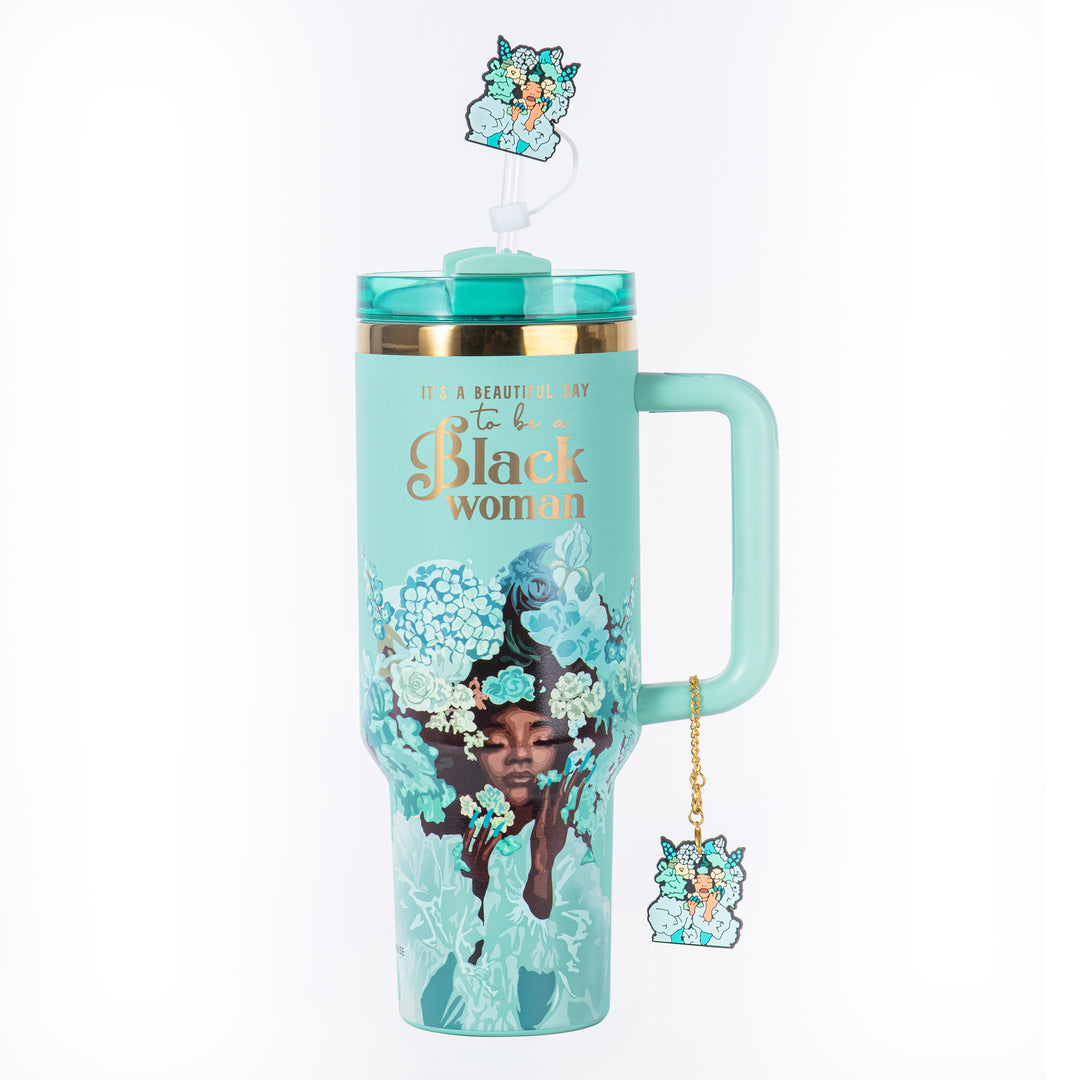 Tiffany Blue "Royalty Blossomed" FlowSip™ Insulated Tumbler + Charm Set