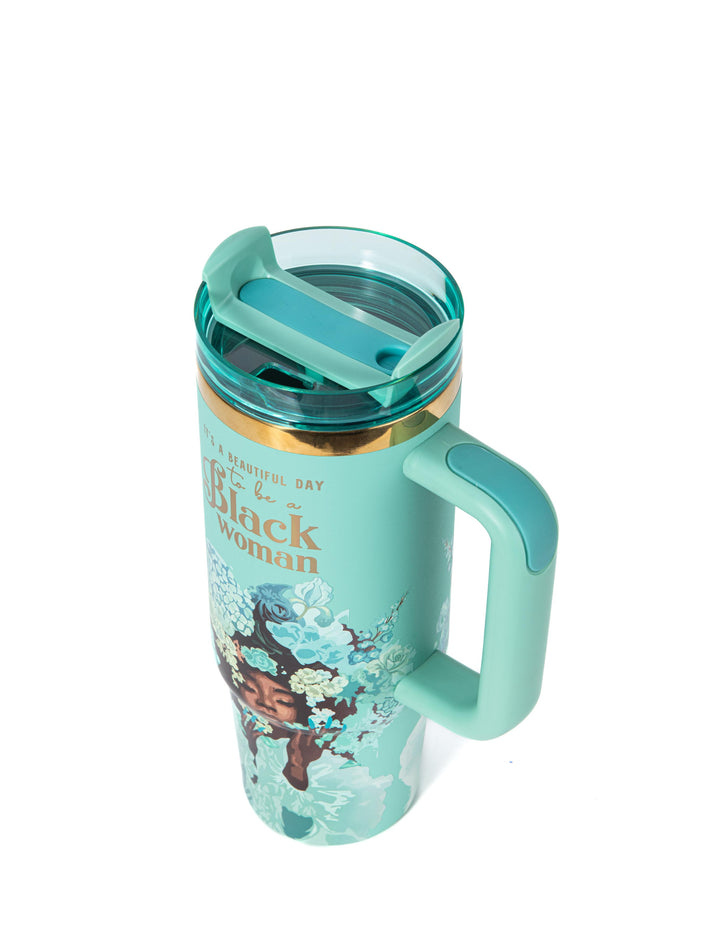 Tiffany Blue "Royalty Blossomed" FlowSip™ Insulated Tumbler – It's a Beautiful Day to Be a Black Woman