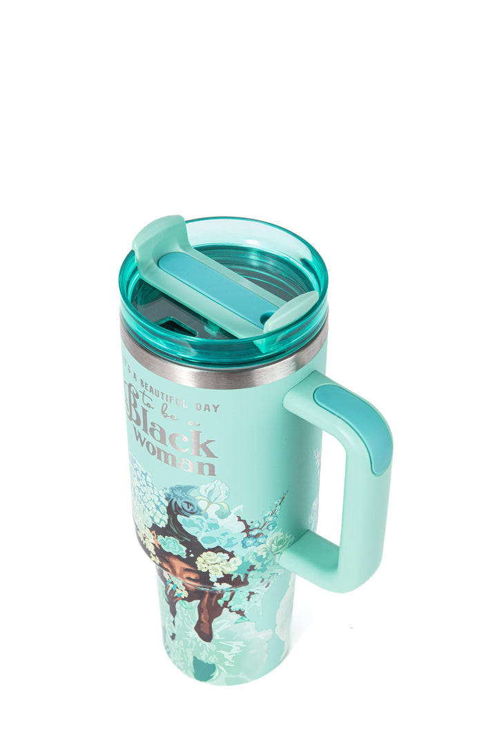Tiffany Blue "Royalty Blossomed" FlowSip™ Insulated Tumbler – It's a Beautiful Day to Be a Black Woman