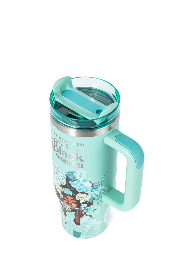 Tiffany Blue “Royalty Blossomed”  Insulated Tumbler – "It’s a Beautiful Day to be a Black Woman"