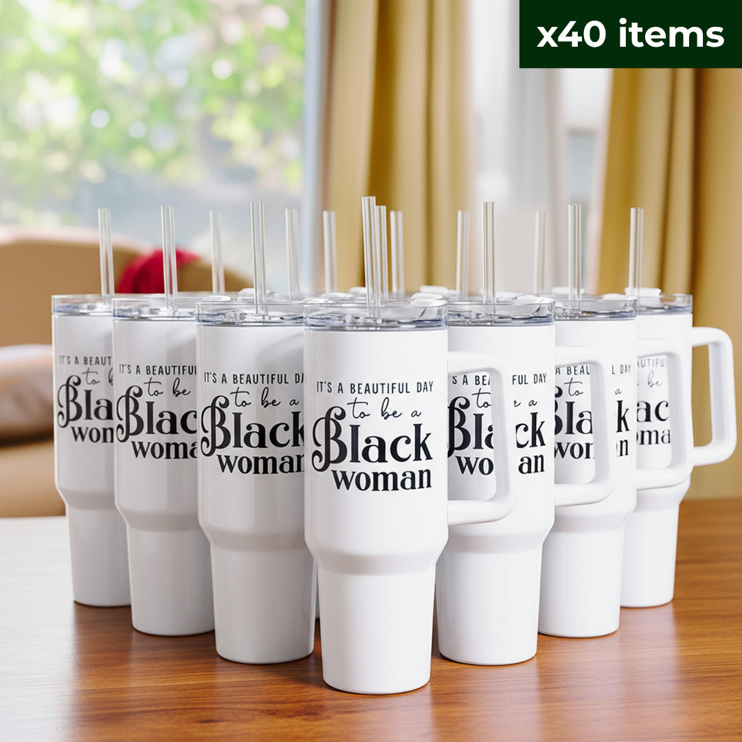 White “It’s a Beautiful Day” Tumbler – Big Gifter Set (40 Pack)