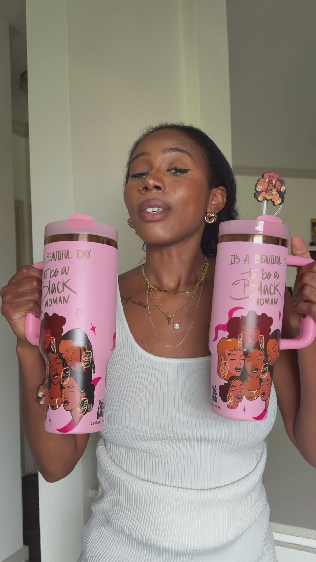 Limited Edition "Crème Brûlée" Pink FlowSip™ Insulated Tumbler – Pinklomein x Cecilia's House