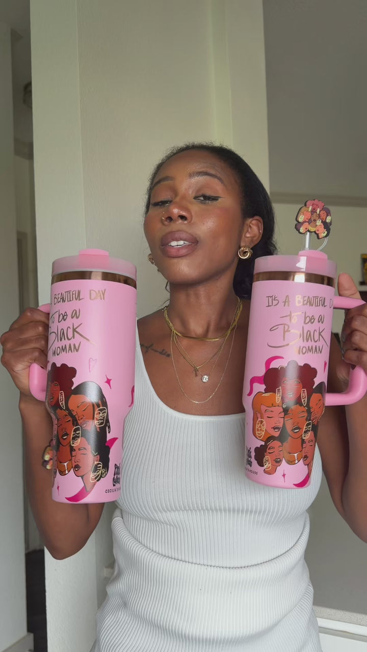 Limited Edition "Crème Brûlée" Pink FlowSip™ Insulated Tumbler – Pinklomein x Cecilia's House