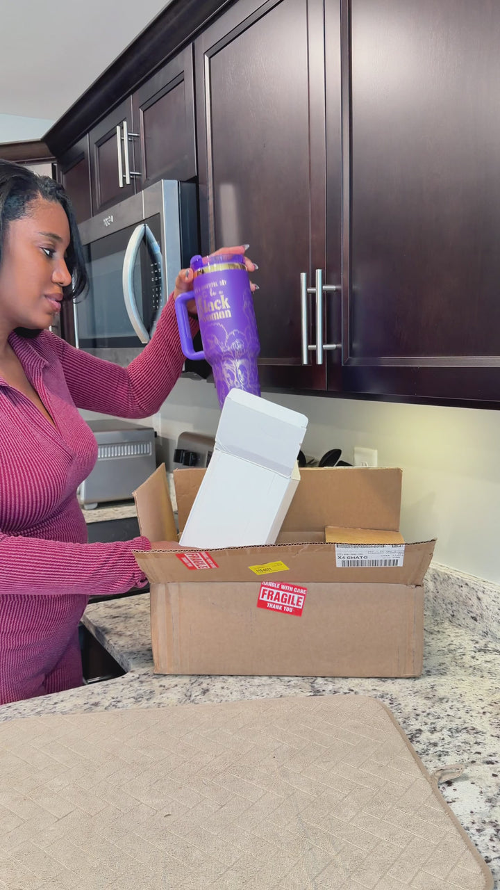 “Purple Reign” 40oz Insulated Tumbler – "It’s a Beautiful Day to be a Black Woman"
