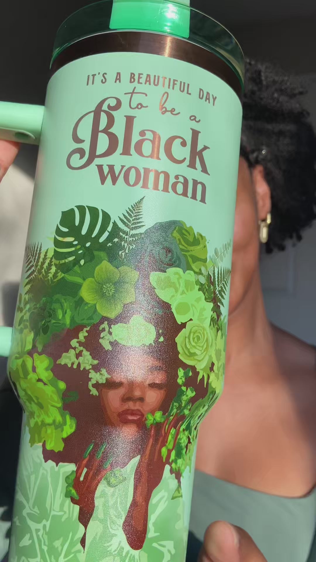 Pistachio "Royalty Blossomed" FlowSip™ Insulated Tumbler – It's a Beautiful Day to Be a Black Woman