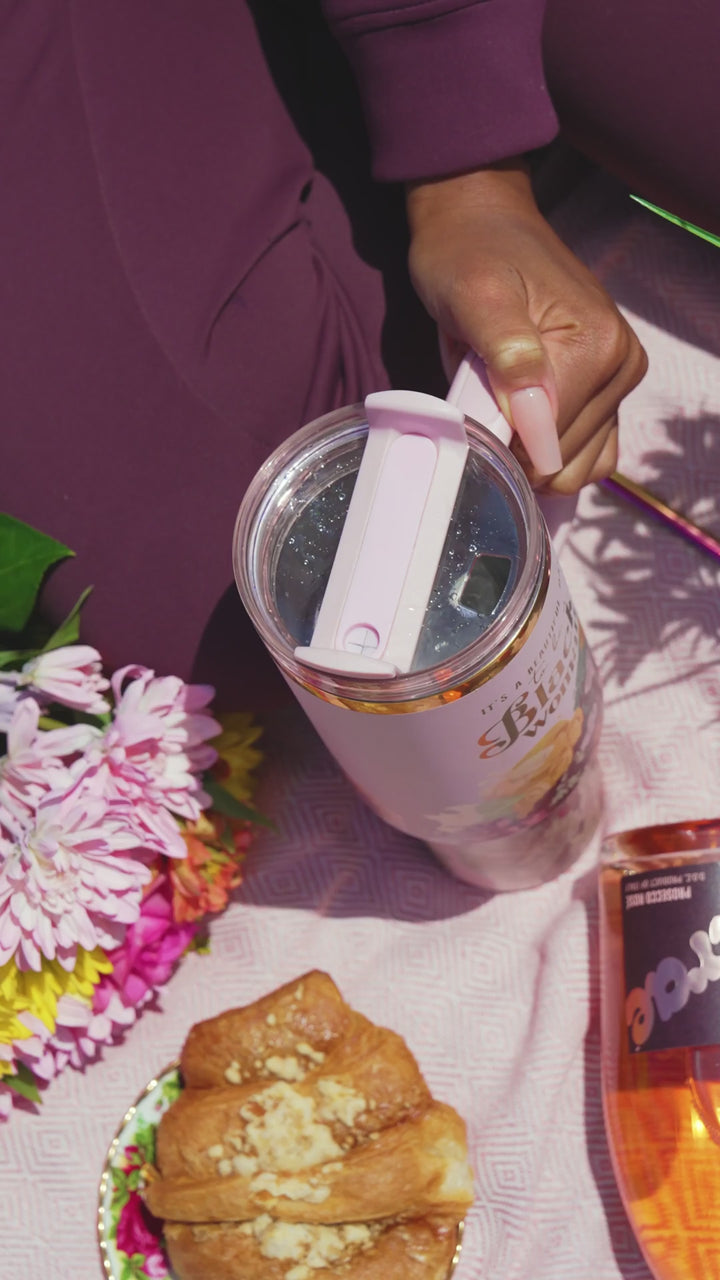 Pink “Royalty Blossomed” 40oz Insulated Tumbler – "It’s a Beautiful Day to be a Black Woman"