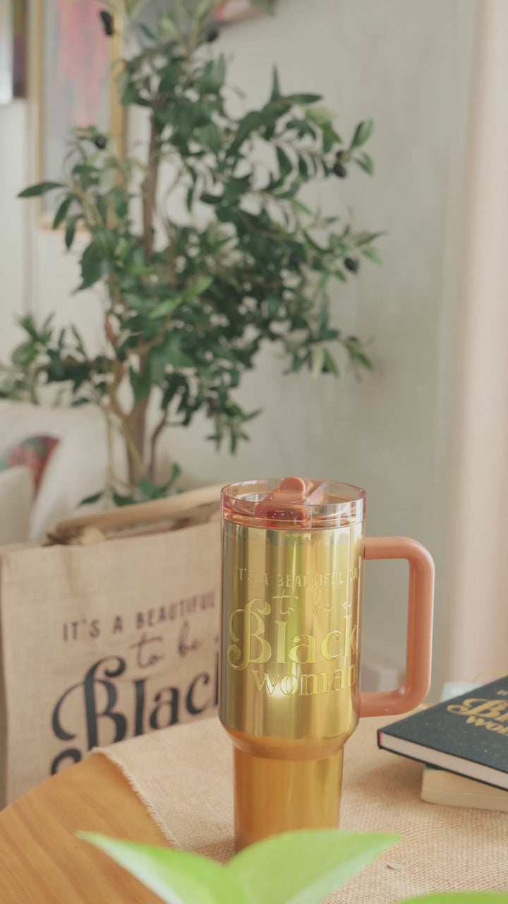 Golden Goddess Luxe HydraLock™ Leakproof Flip Straw Tumbler – 40oz (Limited Edition)