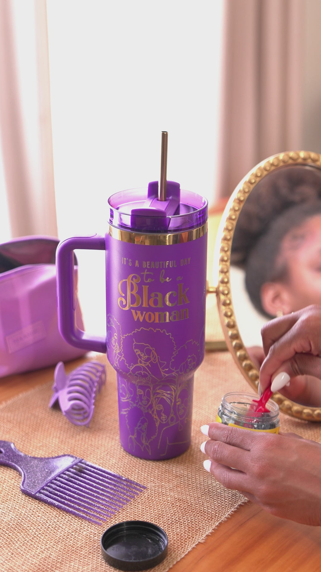 "Purple Reign" FlowSip™ Insulated Tumbler – It's a Beautiful Day to Be a Black Woman