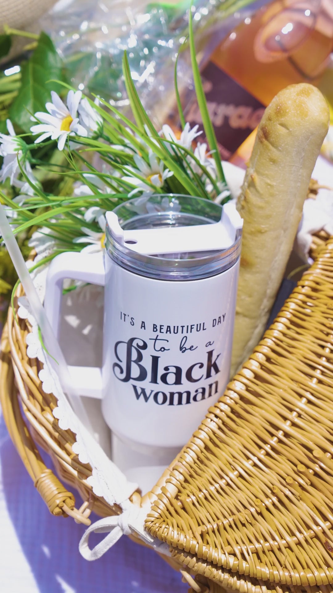 White 40oz Insulated Tumbler – “It’s a Beautiful Day to Be a Black Woman”