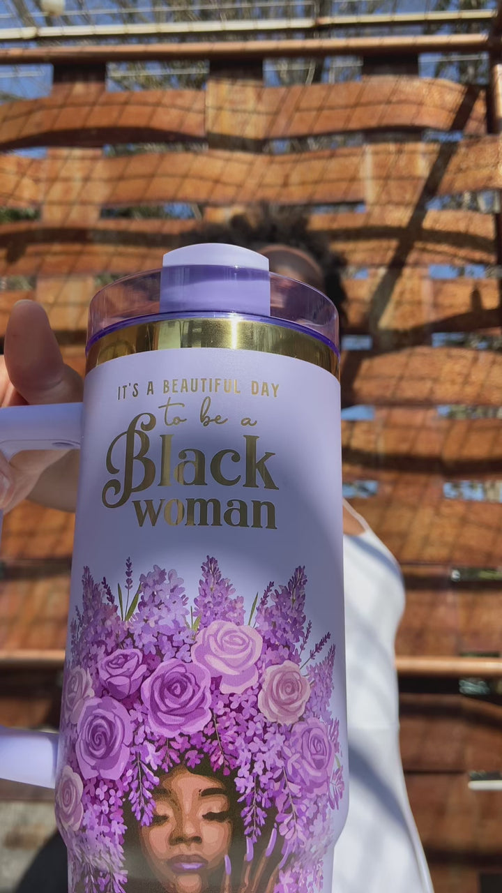 Lavender "Royalty Blossomed" FlowSip™ Insulated Tumbler – It's a Beautiful Day to Be a Black Woman