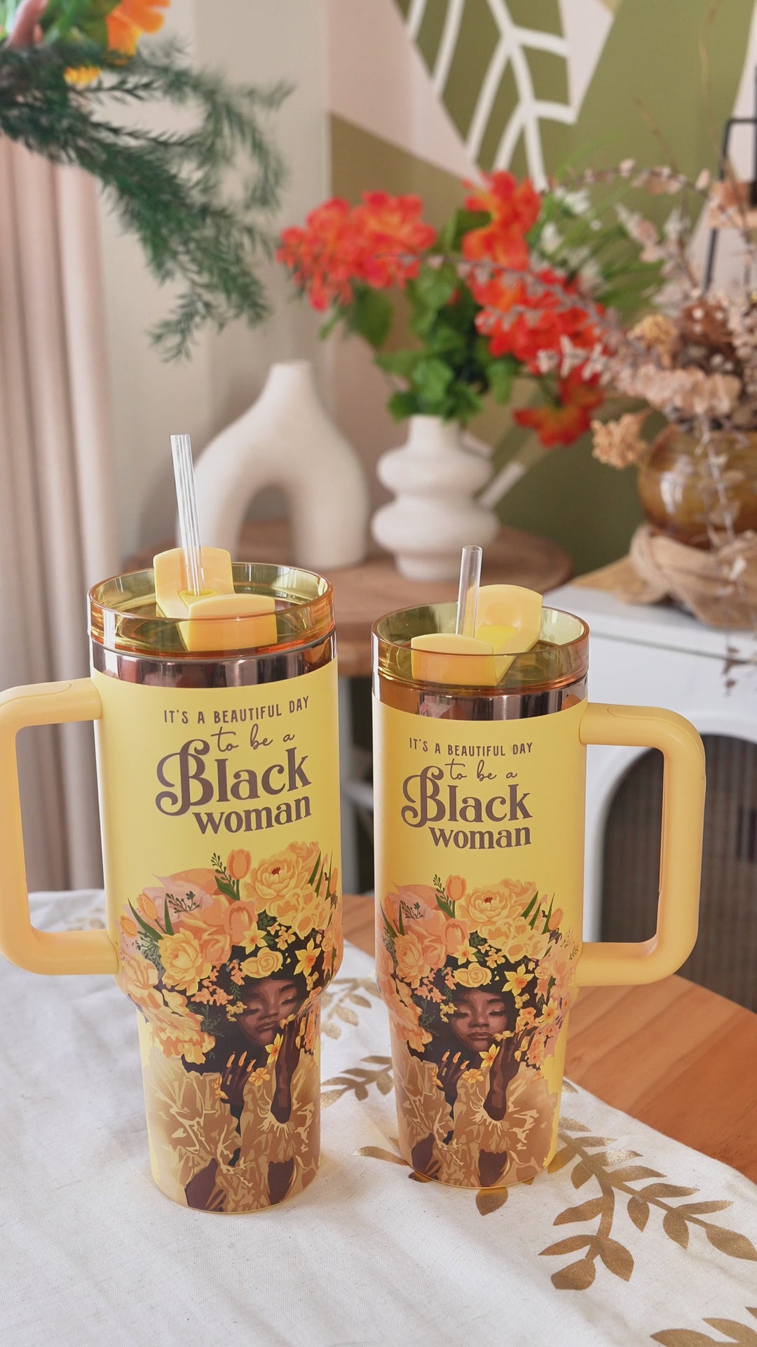 Daffodil "Royalty Blossomed" FlowSip™ Insulated Tumbler – It's a Beautiful Day to Be a Black Woman